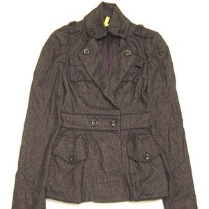 DVF Diane von Furstenberg Wool Military Jacket in Wine Red / Purple sz S
